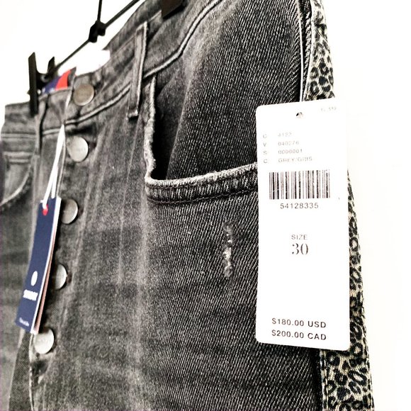 NWT anthro leopard-trimmed high rise straight jean - Picture 4 of 12